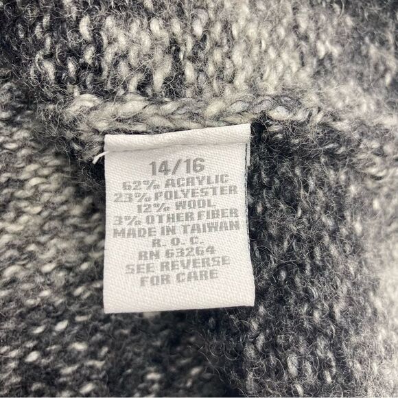Dressbarn Cozy Fuzzy Knit Cardigan 14/16 One-Button Black Gray Ombre Sweater - Picture 5 of 7